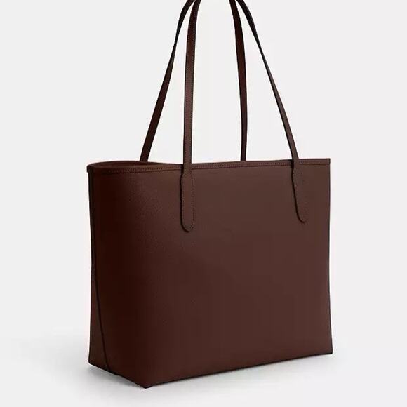 NWT Coach CR111 Leather City Tote Shoulder Bag in Silver /Maple - Picture 6 of 8